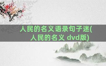 人民的名义语录句子迷(人民的名义 dvd版)